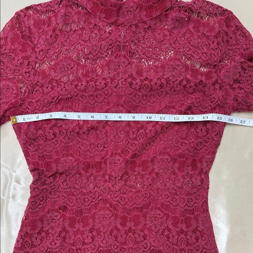 Lulus Bewitching Babe Wine Lace Bell Sleeve Dress Small - Picture 9 of 11